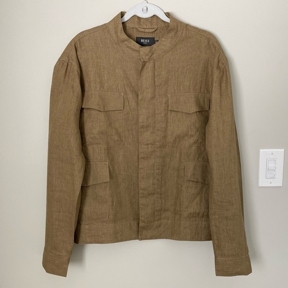 REISS London Brown Zip Up Multi Pocket Cargo Long Sleeve Utility Jacket XL - Picture 5 of 13